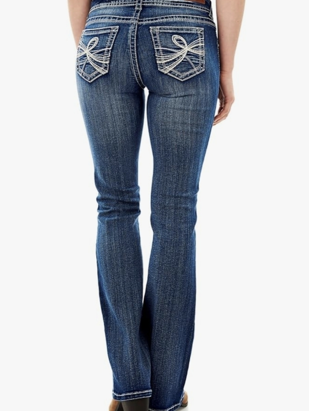 Wallflower Dark Blue Embroidered Pocket Bootcut Jeans